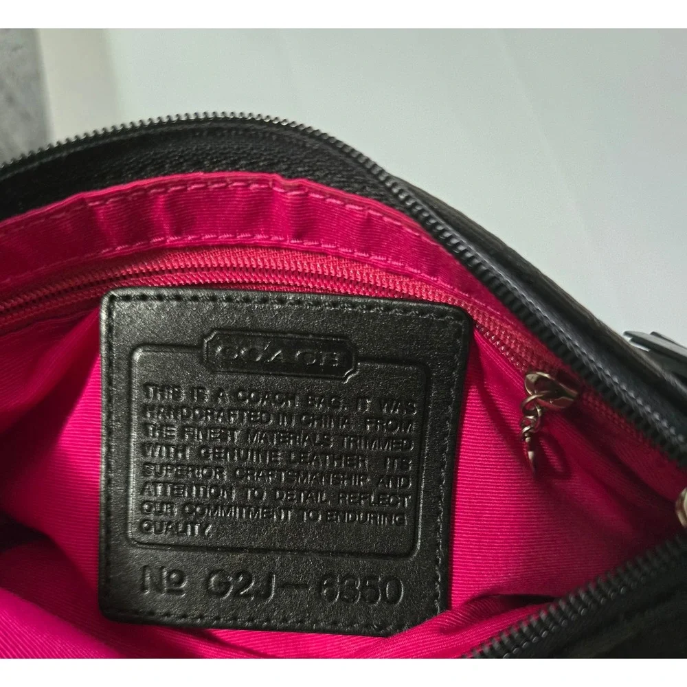 Coach Vintage Y2K Black Signature Monogram Metallic Baguette Shoulder Bag Pink L